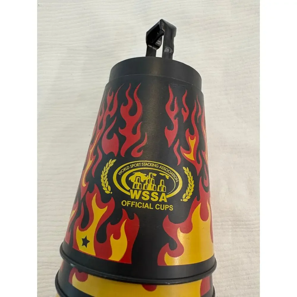 Speed Stacks Set Of 10 Flame Themed Stacking Cups With Holder Great Condition